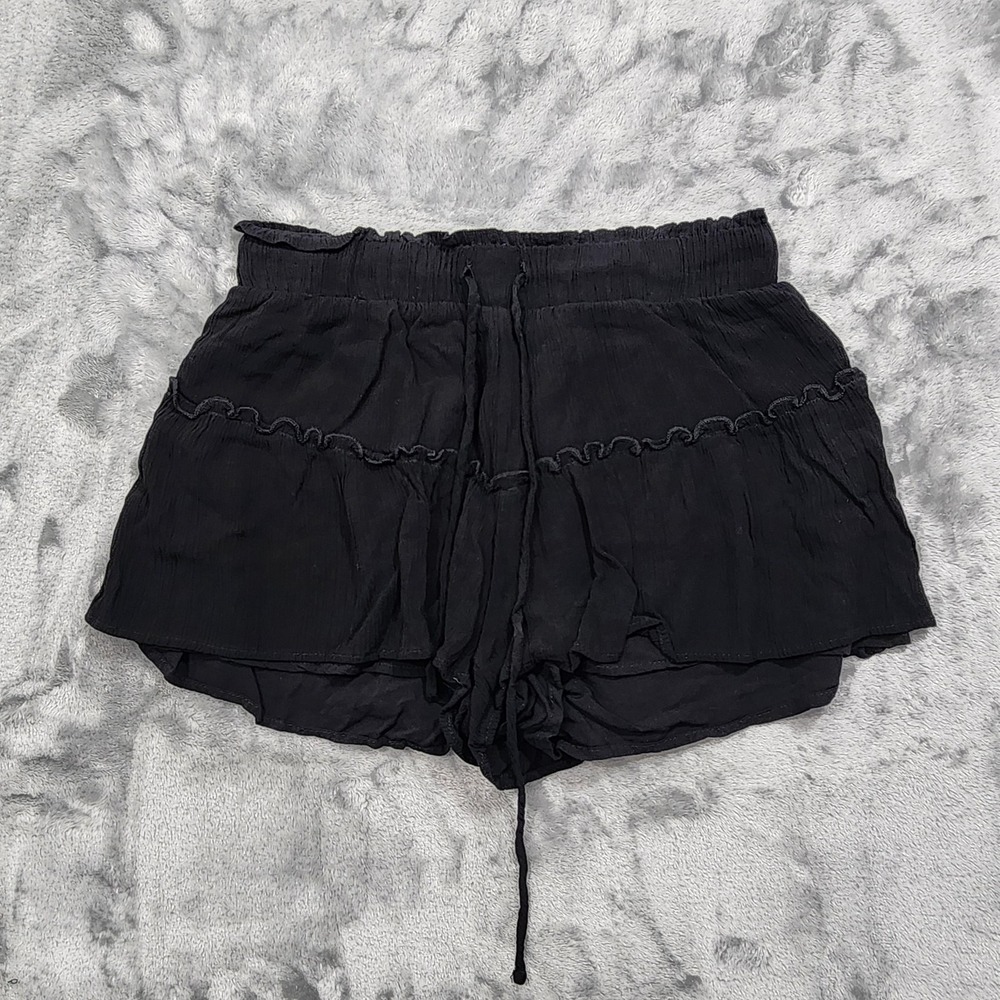Altar'd State Shorts Womens S Black Ruffle Layered Rayon Hot Pants Boho Festival